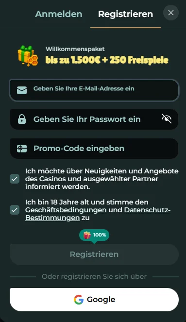 Honeybetz Registrierung